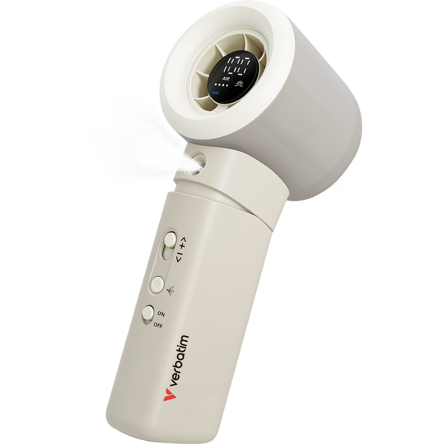 Ventilator portabil Aqua Breeze W/S VerbatimWhite/Silver, 3000mAh, 16000rpm, LED Display