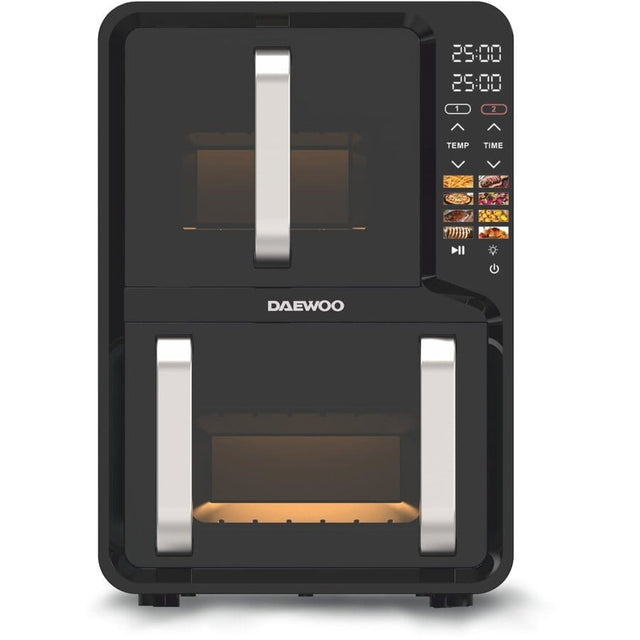 Daewoo Air Fryer Friteuza Dubla Daewoo DAF2X1100UDB | 5L + 7L, 1400W + 1600W, 8 Programe