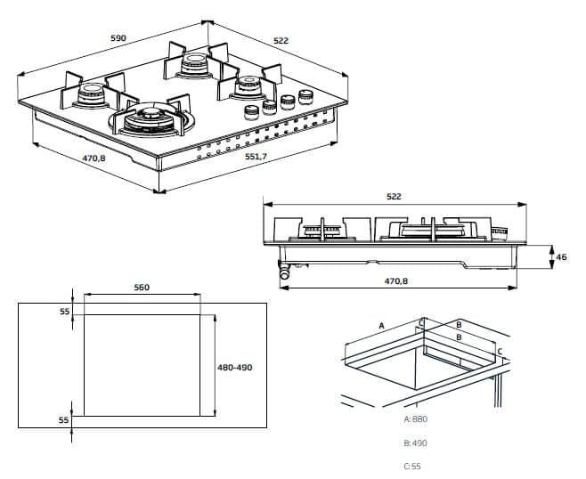 Beko Plita pe gaz Plita pe Gaz Beko HIAG64223SX | 60cm, 4 Arzatoare, Aprindere Integrata, Inox