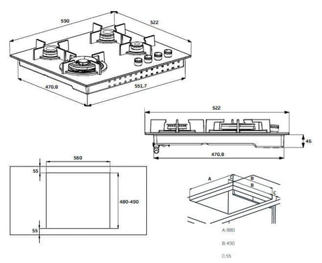 Beko Plita pe gaz Plita pe Gaz Beko HIAG64223SX | 60cm, 4 Arzatoare, Aprindere Integrata, Inox