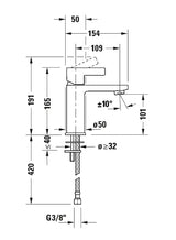 Duravit Baterie lavoar Duravit, D-Neo Single lever basin mixer M, monocomanda, marime M, cartus ceramic, fara set de evacuare, crom