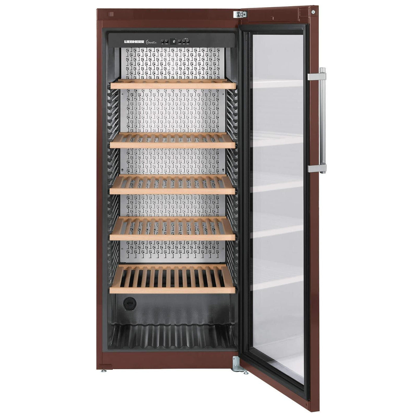 Liebherr Vitrina de vin, Gama: GrandCru, Clasa energetica: A, Clasa climatica: SN-ST, Culoare: terra, Capacitate neta totala: 435, Nr. rafturi: 5, Display MagicEye: Digital, Mâner: Sistem de deschidere integrat, Ventilator , Interfa?a (inlocuita caracteristica Sis
