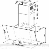 Faber B Hota decorativa, tangetiala, Faber, DAISY EG6 LED BK A55, 55 cm, 550 m3h, 70 dB, 1 motor, clasa C, touch, Led, fitru aluminiu, negru-inox, 330.0529.561