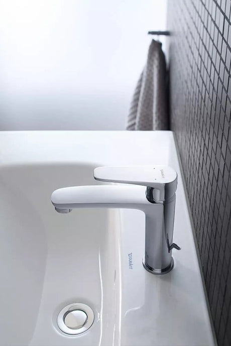 Duravit Baterie lavoar Duravit, B.1 Single lev.basin mixer M w.PR, monocomanda, marime M, cartus ceramic, set evacuare cu tija, crom