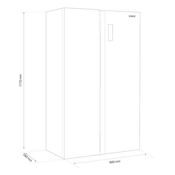 Frigider Side by Side Samus SSX-557NFE | 439L, Clasa E No Frost, Inox
