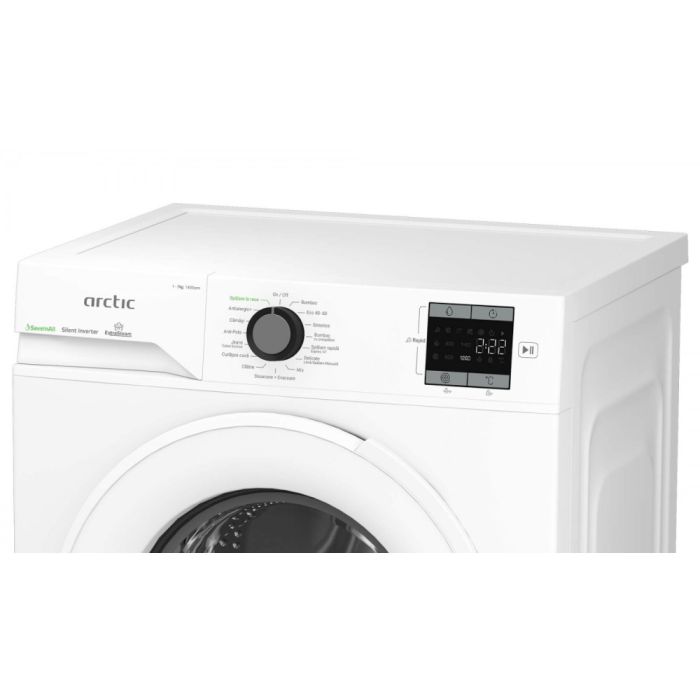Masina de spalat rufe Arctic  APLM1WFSU17410W , 7kg, 1400rpm, Clasa A, Motor Silent Inverter, SaveInAll, Display, ExtraSteam, RecycledTub, Alb