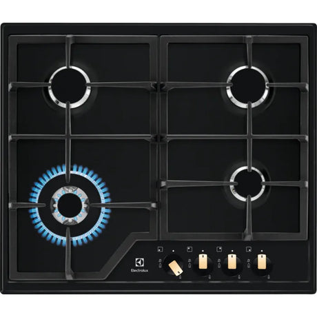 Electrolux Plita incorporabila Electrolux, Gaz, 4 zone de gatit, Aprindere electrica, Dispozitiv de siguranta, Arzator Wok, Gratare fonta, 60 cm, Negru