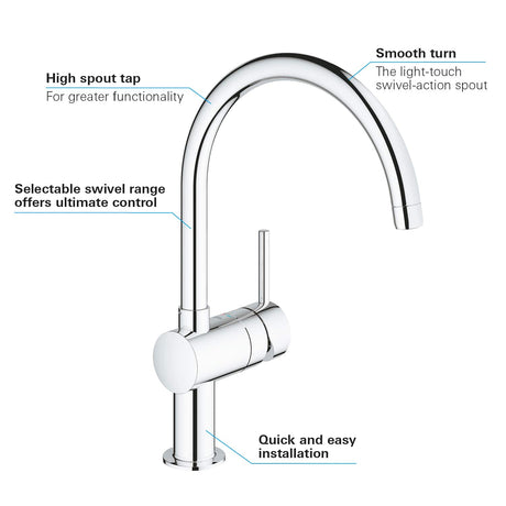 Grohe Baterie Baterie Bucatarie Grohe 32917000 | Minta, Monocomanda, Pipa Inalta, Crom