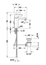 Duravit Baterie lavoar Duravit, D-Neo Single lever basin mixer M with pullrod, monocomanda, marime M, cartus ceramic, set evacuare cu tija, crom