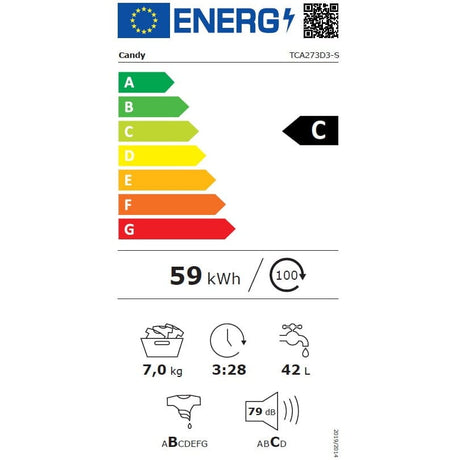 Candy Masina de spalat rufe verticala Masina de spalat rufe Candy TCA273D3-S | Verticala, 7kg, 1200RPM, Clasa C