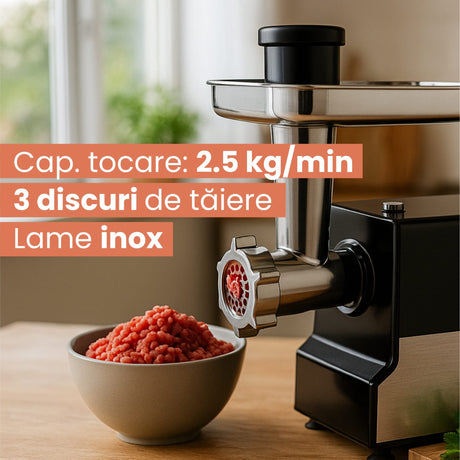Daewoo SDA Masina de tocat Masina de Tocat Carne Daewoo DMG2000DC | 2000W, 2.5kg/min, Motor DC, Accesorii