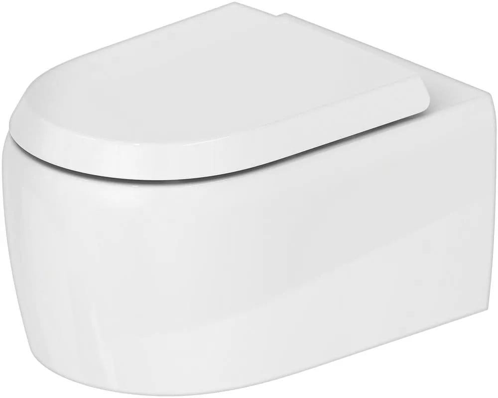 Duravit Vas wc Duravit, Toilet wm 570 mm Qatego white rimless, wd, fixing incl., suspendat, evacuare orizontala, fara capac (0026890000), alb