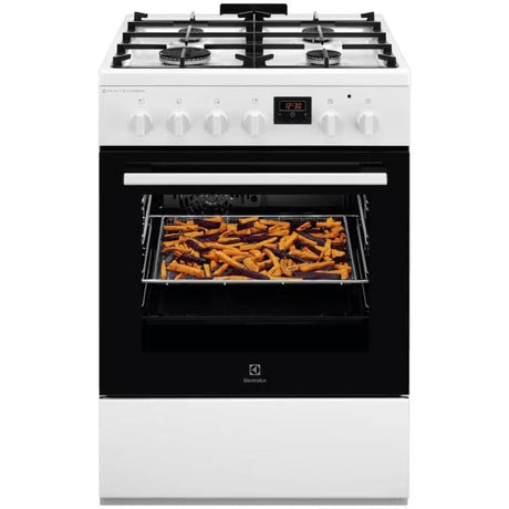Electrolux Aragaz ELECTROLUX, SteamBake, 4 arzatoare, Gaz + Electric, L 60 cm, Grill, alb