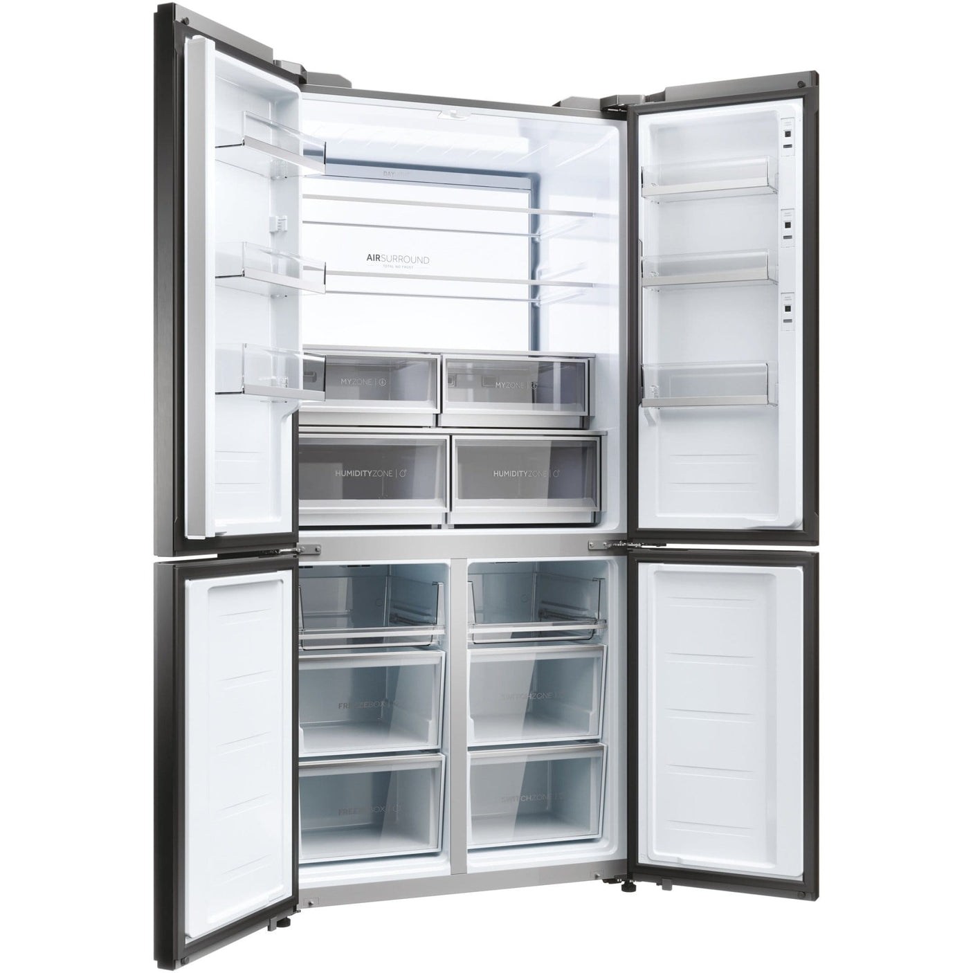 HAIER Side by side Cube Haier, 586 l, Total No Frost, Big Touch Display, Web browser, Switch zone, My Smart Home, Super Cooling, Super Freezing, My food Locator, My Inventory system, Clasa F, H 190 cm, Negru