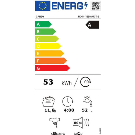 Candy Masina de spalat rufe Masina de spalat rufe Candy RO14116DWMCT-S | 11kg, 1400rpm, A, WiFi, Inverter, 60x63x85cm
