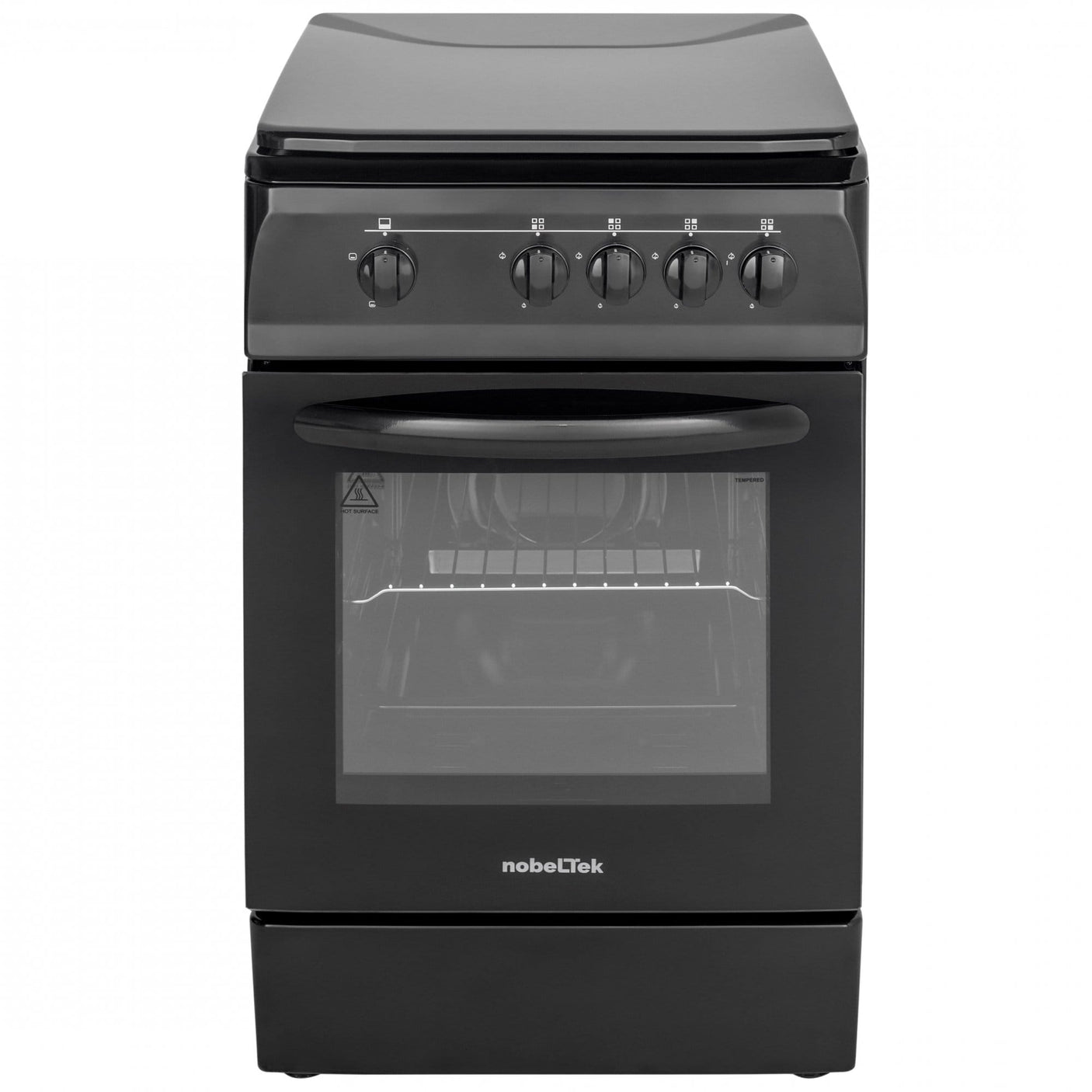 NobeLTek Cooking Aragaz Nobeltek, 50x60, plita si cuptor pe gaz, siguranta plita si cuptor, echipat cu diuze GPL, diuze GN de schimb, capac tabla, negru
