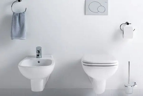 Duravit Vas wc + capac Duravit, Toilet wall mounted D-Code seat and cover, hinges s/steel, suspendat, evacuare orizontala, cu capac (0067310000), alb
