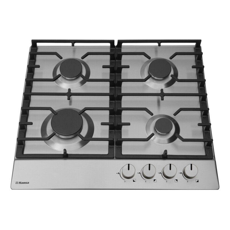 Plita Incorporabila Hansa BHGI630301 | 60 cm, Gaz, Comenzi Frontale, Aprindere Electrica, Gratare Fonta, Inox