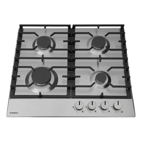 Plita Incorporabila Hansa BHGI630301 | 60 cm, Gaz, Comenzi Frontale, Aprindere Electrica, Gratare Fonta, Inox