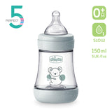 Biberon Chicco Perfect5 150ml, Biofunctional, Anti-colici, Tetina Silicon, Flux Lent, Unisex, 0luni