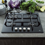 Master Kitchen Plita incorporabila Plita incorporabila Master Kitchen MKHG 6031ED-TCBK | 60 cm, 4 arzatoare, gratare fonta, sticla neagra