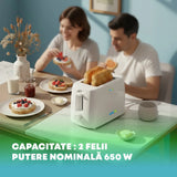NobelTek SDA Prajitor de paine Prajitor de paine NobelTek NBT265W | 650W, 6 niveluri, 2 felii, Alb