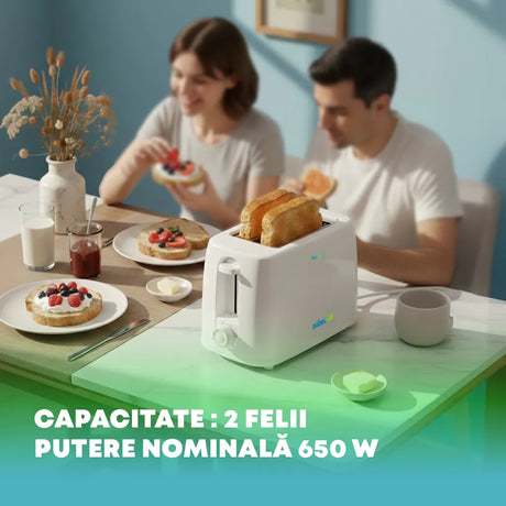 NobelTek SDA Prajitor de paine Prajitor de paine NobelTek NBT265W | 650W, 6 niveluri, 2 felii, Alb