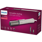 Philips Perie rotativa cu aer cald Philips Seria 7000 BHA710/00, 1000W, ingrijire cu ioni, 2 accesorii, setare temperatura de ingrijire si aer rece, peri naturali, invelis ceramic din turmalina, Alb/crem