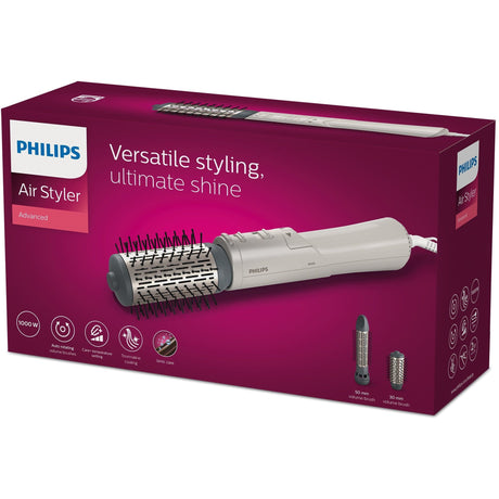 Philips Perie rotativa cu aer cald Philips Seria 7000 BHA710/00, 1000W, ingrijire cu ioni, 2 accesorii, setare temperatura de ingrijire si aer rece, peri naturali, invelis ceramic din turmalina, Alb/crem