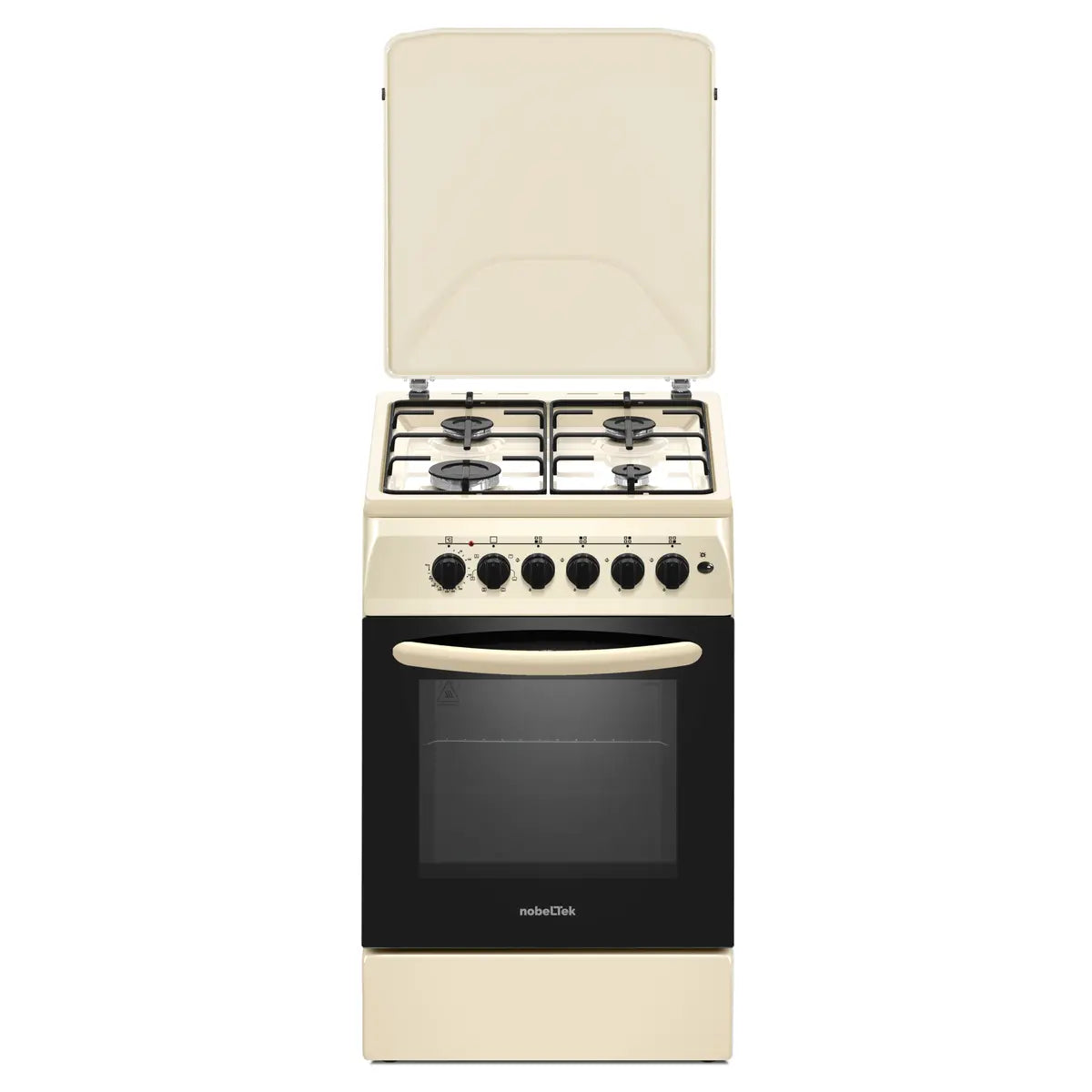 Nobeltek Aragaz Aragaz Nobeltek NLT 5604B/E1 | 50x60cm, Gaz + Electric, Ventilator, Bej, 50x60x85cm