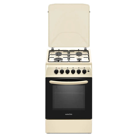 Nobeltek Aragaz Aragaz Nobeltek NLT 5604B/E1 | 50x60cm, Gaz + Electric, Ventilator, Bej, 50x60x85cm