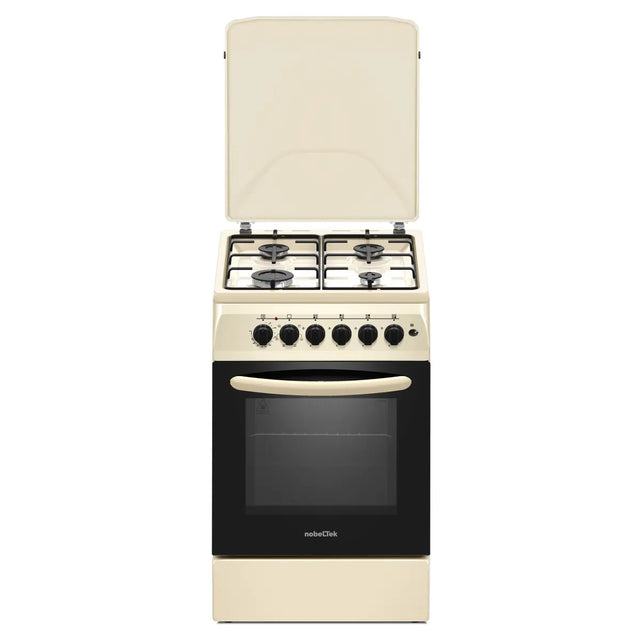 Nobeltek Aragaz Aragaz Nobeltek NLT 5604B/E1 | 50x60cm, Gaz + Electric, Ventilator, Bej, 50x60x85cm