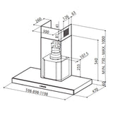 Faber B Hota decorativa, T, Faber, STILO/SP SRM X A60, 60 cm, 435 m3h, 68 dB, 1 motor, filtru aluminiu, clasa D,  LED2, butoane push, inox, 325.0557.663
