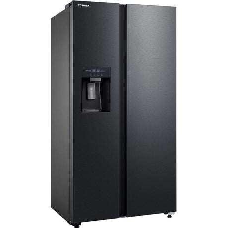TOSHIBA Frigider Side by Side Toshiba 582 l (380+202), Clasa E, No Frost, Ice Maker 3 în 1, Wi‑Fi, Inox Negru
