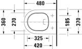 Duravit Vas wc Duravit, Toilet wm compact 480 mm D-Neo, white,rimless,wd-model,Durafix incl, suspendat, evacuare orizontala, fara capac (0021690000), fixare ascunsa, alb