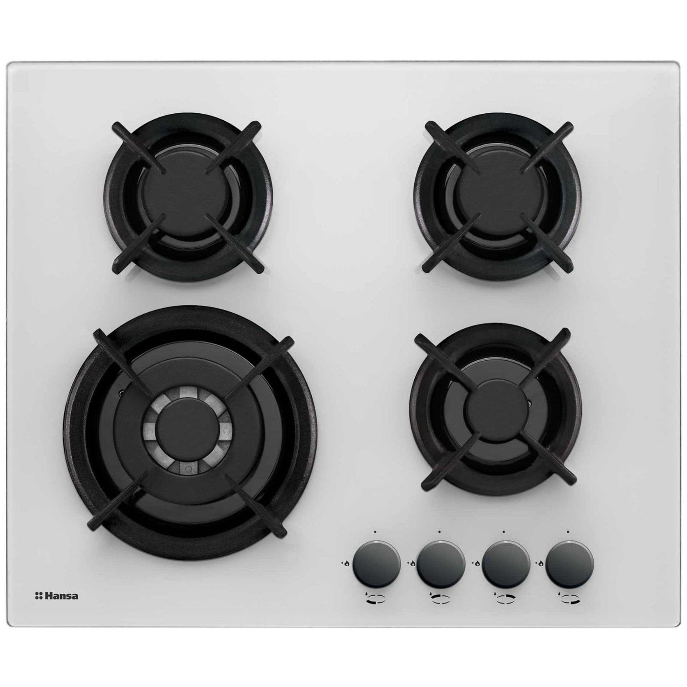 Hansa Plita incorporabila Plita Incorporabila Hansa BHGW63111035 | 60cm, Gaz, 4 Arzatoare, WOK, Sticla Alba, 60x51x9cm