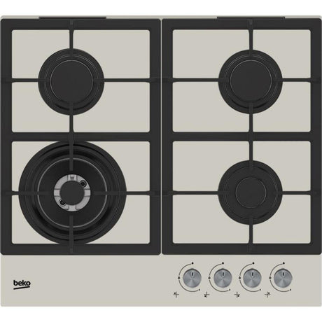 Beko Plita pe gaz Plita pe Gaz Beko HILW64225SBG | 60cm, 4 Arzatoare, Sticla Gri, Wok