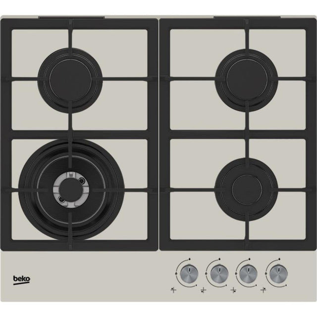 Beko Plita pe gaz Plita pe Gaz Beko HILW64225SBG | 60cm, 4 Arzatoare, Sticla Gri, Wok