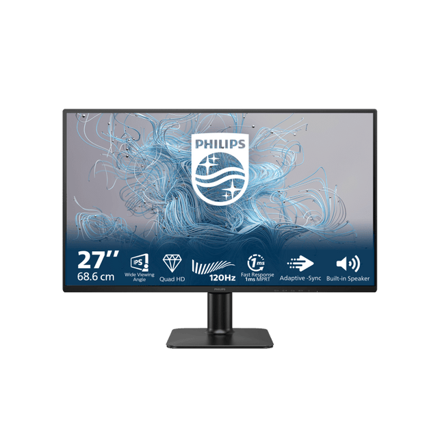 Philips Monitor Philips 27" 27E2N2500/00, Diagonal (inch): 27, Diagonal (cm): 68, Aspect ratio: 16:9, Panel: IPS, Resolution: 2560x1440, Refresh Rate: 120Hz, Response time GtG: 4ms, Response time MPRT: 1ms, B