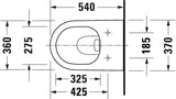 Duravit Vas wc Duravit, Toilet WM 540 mm D-Neo white, washdown, rimless, Durafix incl., suspendat, evacuare orizontala, fara capac (0021610000, 0021690000), alb