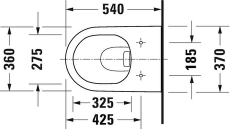 Duravit Vas wc Duravit, Toilet WM 540 mm D-Neo white, washdown, rimless, Durafix incl., suspendat, evacuare orizontala, fara capac (0021610000, 0021690000), alb