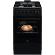 Electrolux Aragaz Electrolux, Mixt, 4 arzatoare, Siguranta plita, Aprindere integrata, Timer mecanic, Iluminare cuptor, Grill, Clasa A, 50 cm, Negru