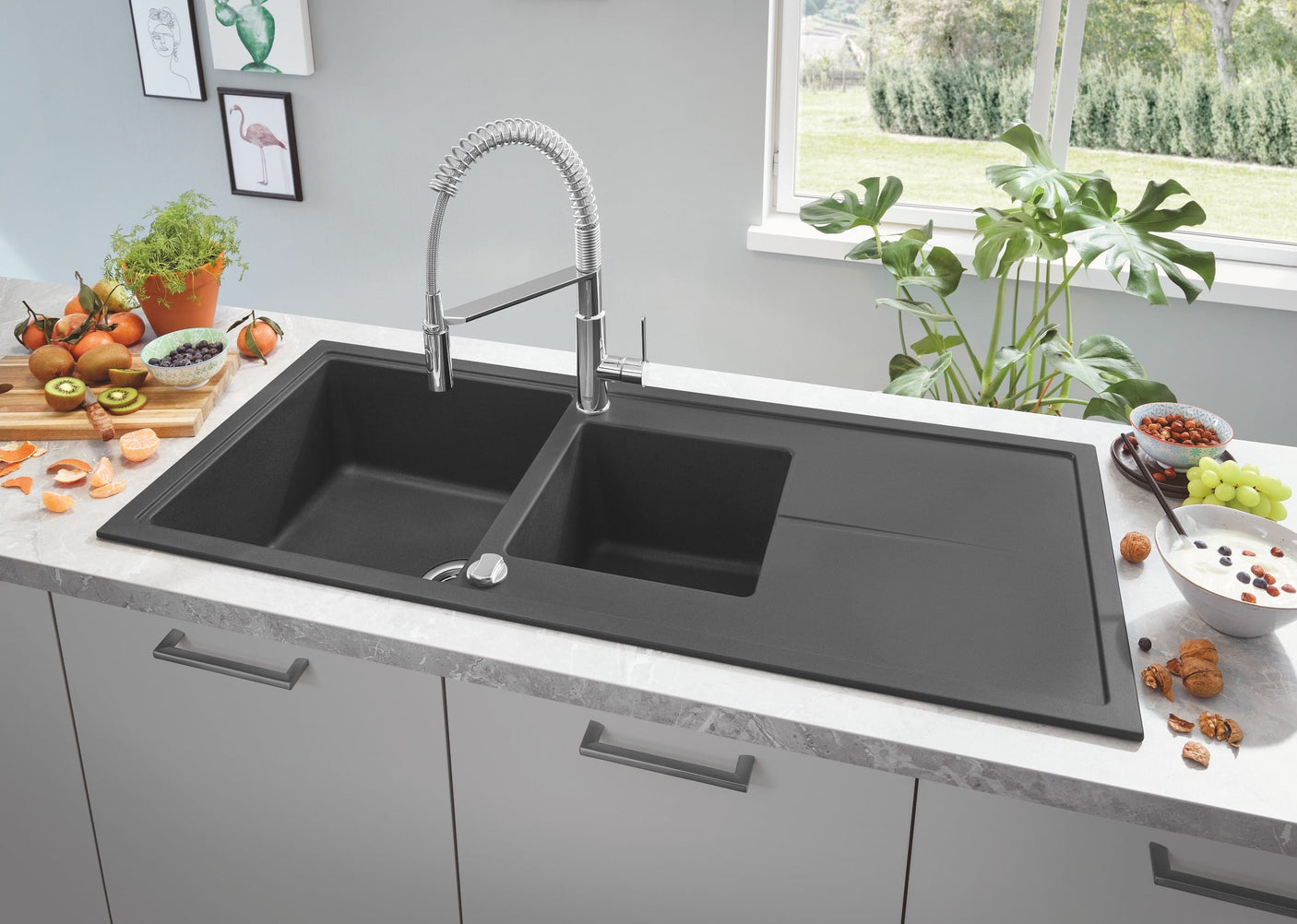 Grohe Chiuveta bucatarie Chiuveta Grohe K400 31643AP0 | 116x50cm, 2 Boluri, Granit Negru