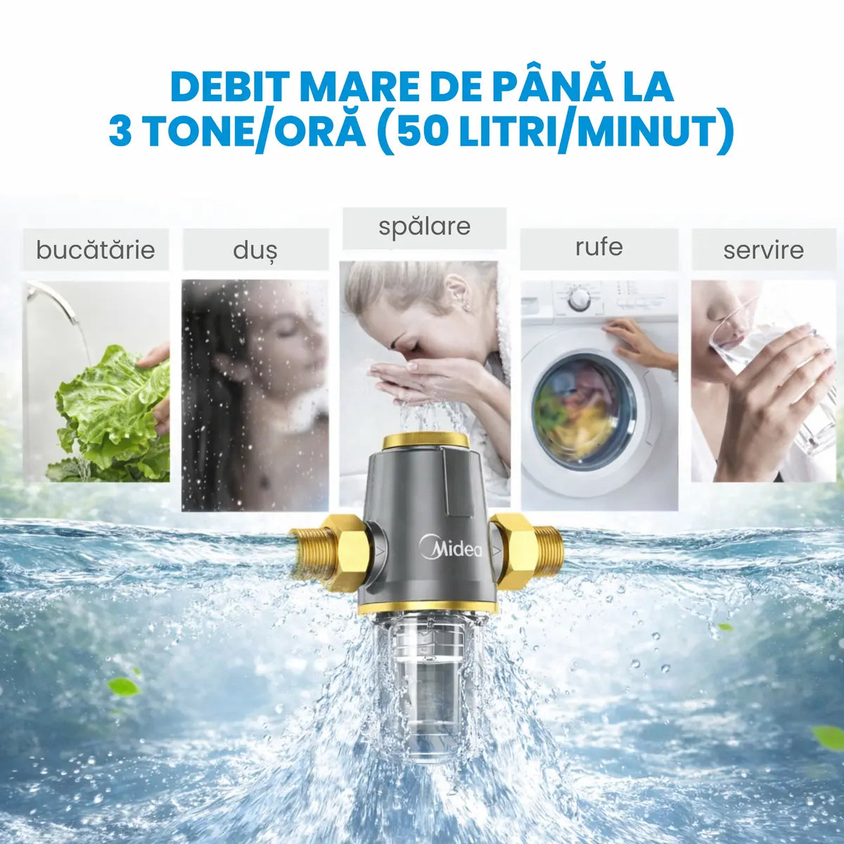 Midea Filtru apa Prefiltru Apa Midea QZBW20S-12 | 3T/H, Filtru Inox 316, 40 Microni