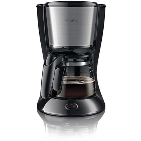 Philips Cafetiera Daily Collection, Sistem Anti-picurare, Sistem Aroma twister, Vas de sticla, putere 1000W, capacitate vas 1.2 l, 2-15 cesti, Negru si metalic