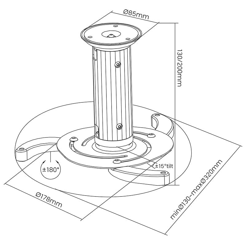 Cabletech Suport proiector Suport proiector Cabletech UCH0100 | 10kg, Gri