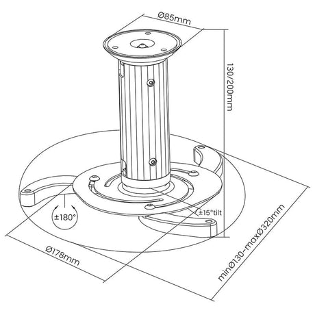 Cabletech Suport proiector Suport proiector Cabletech UCH0100 | 10kg, Gri