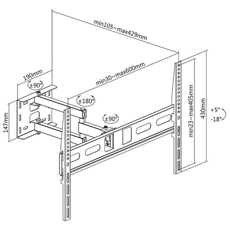 Cabletech Suport TV Suport TV Cabletech UCH0199-1 | 35kg, Roșu, LED