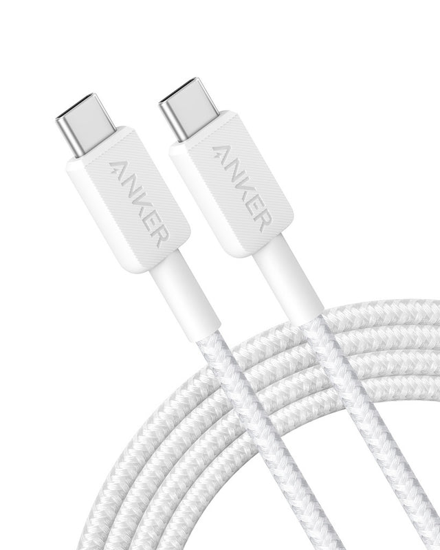 Cablu Anker 322 USB-C la USB-C, 60W, 1.8 metri, Alb