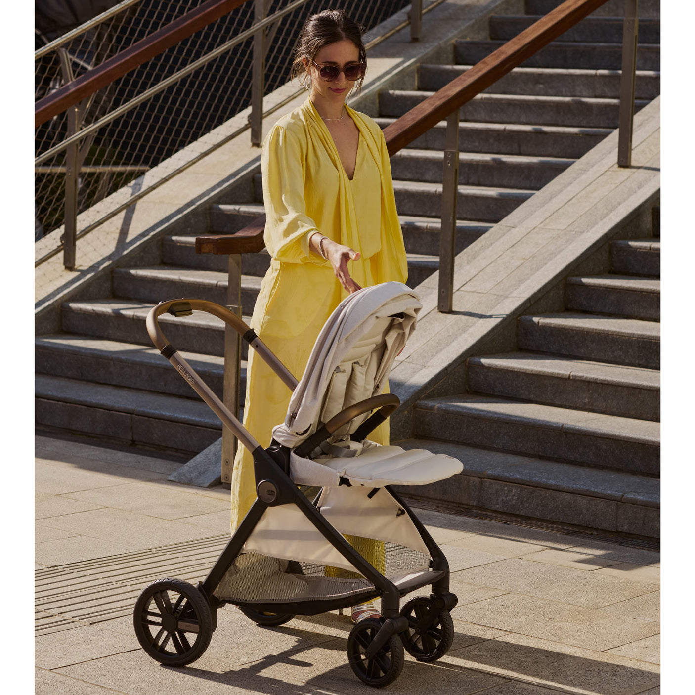 Carucior Copii 3 în 1 Chicco Bellagio, Amber Glow (bej Deschis), First Seat Recline, 0luni+